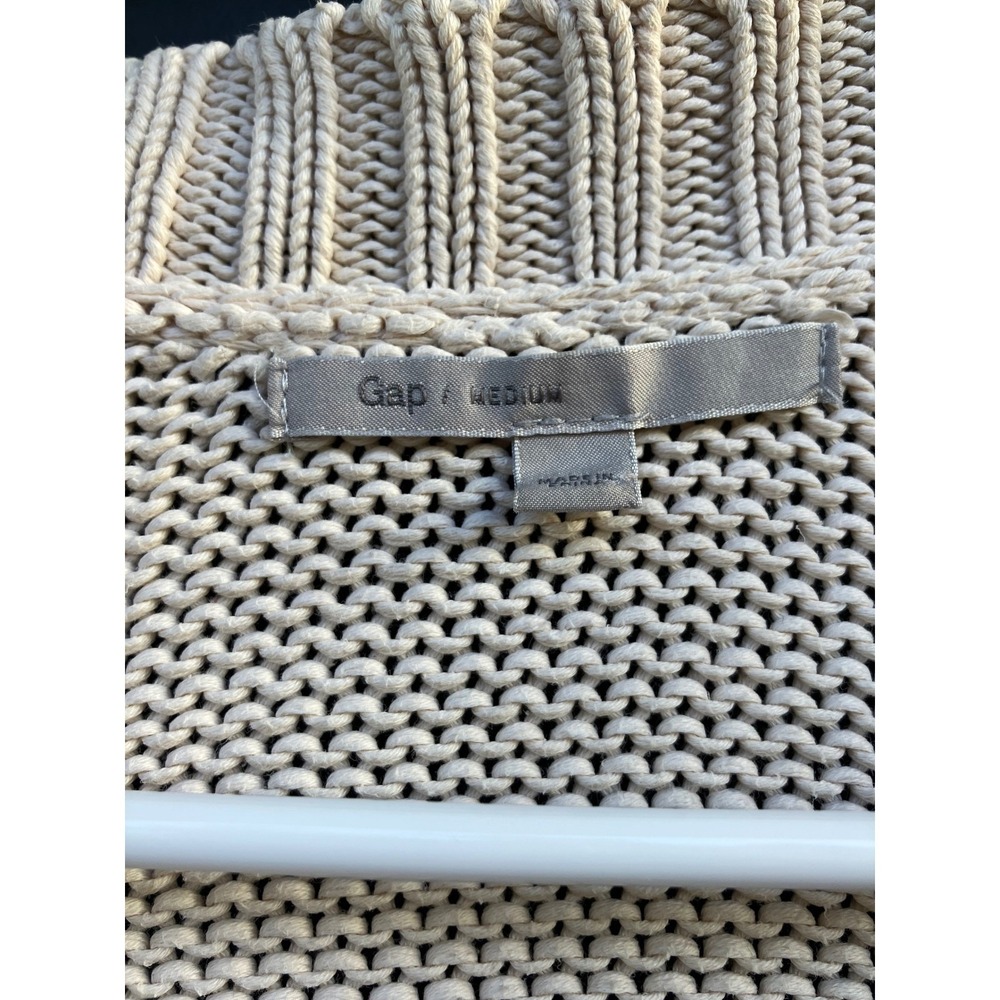 Gap Sweater Womens Size M Beige Long Cardigan V-Neck Cotton Grandpa Layering - Picture 2 of 10
